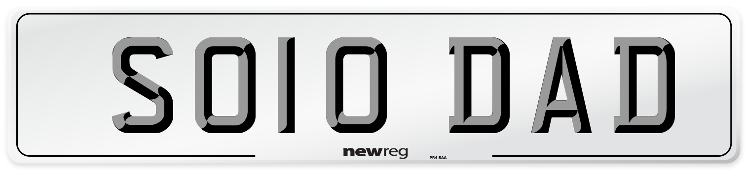 SO10 DAD Number Plate from New Reg